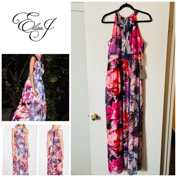 Eliza J Floral Chiffon Halter Maxi Dress✨🌷 - Picture 4 of 16
